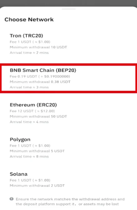 Transfer USDT From Binance to Trust Wallet