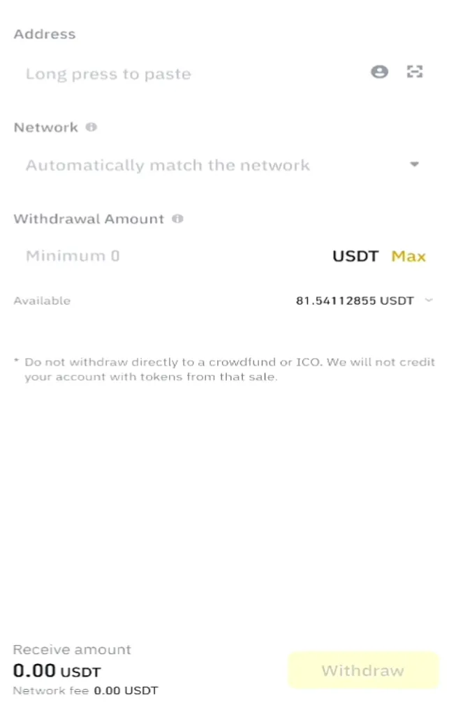 Transfer USDT From Binance to Trust Wallet