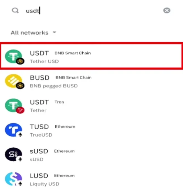Transfer USDT From Binance to Trust Wallet